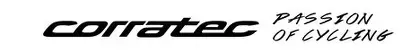 Schwarzes corratec Logo mit dem Slogan PASSION OF CYCLING auf weißem Hintergrund